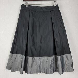 Renee C. Womens Skirt Size M Black Gray Pleated A-line Colorblock Midi Casual
